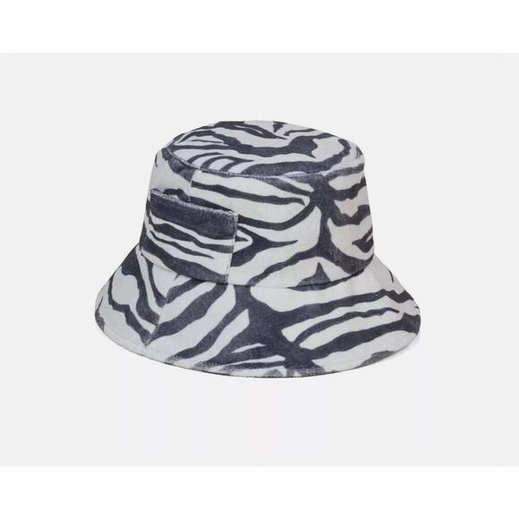 Lack of Color Terry Wave Bucket Hat Zebra Size Small/Medium S/M Black White - Picture 3 of 6